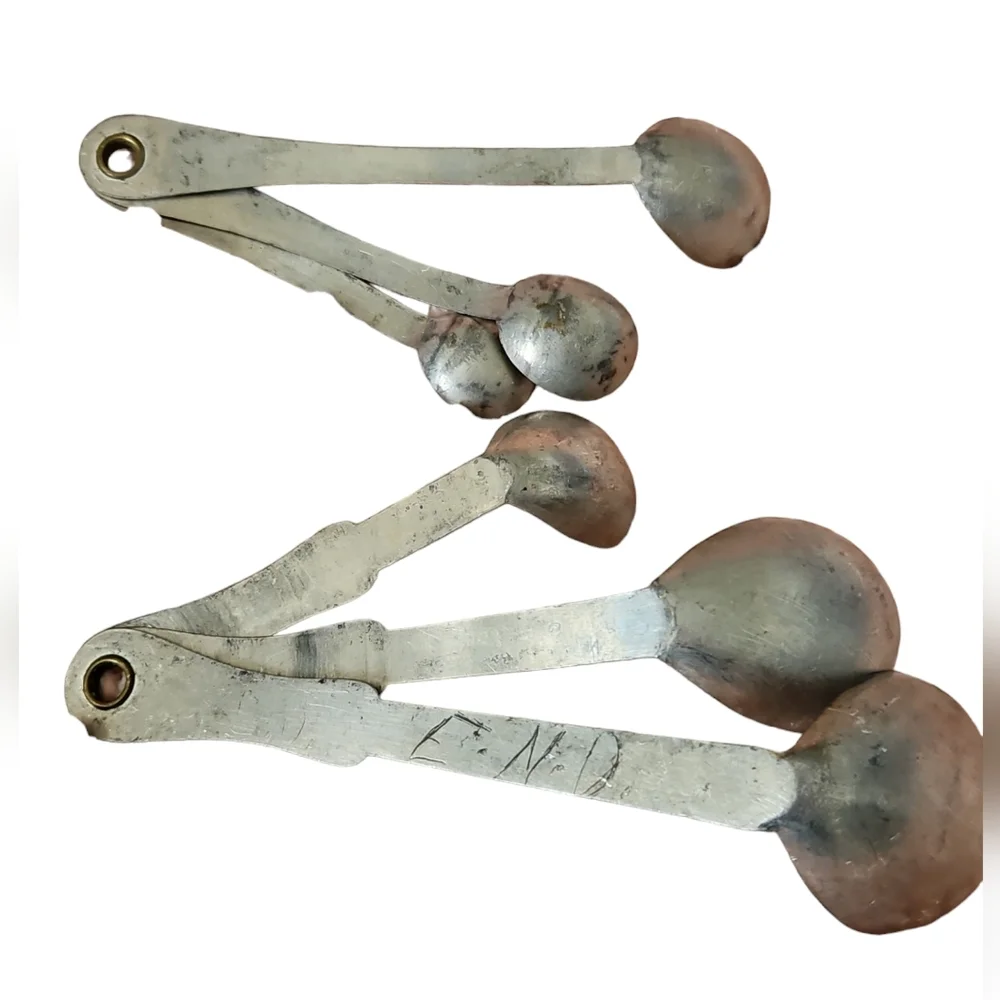 Rare Vintage Americana C.1900 Tin Measuring Spoons